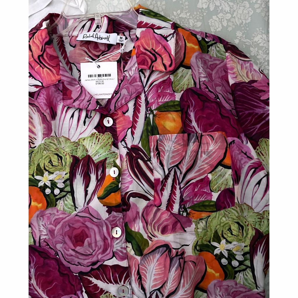 Nwt Rachel Antonoff James Camp Shirt Top Pink Radicchio Citrus Lettuce Cabbage M — image 7 of 8